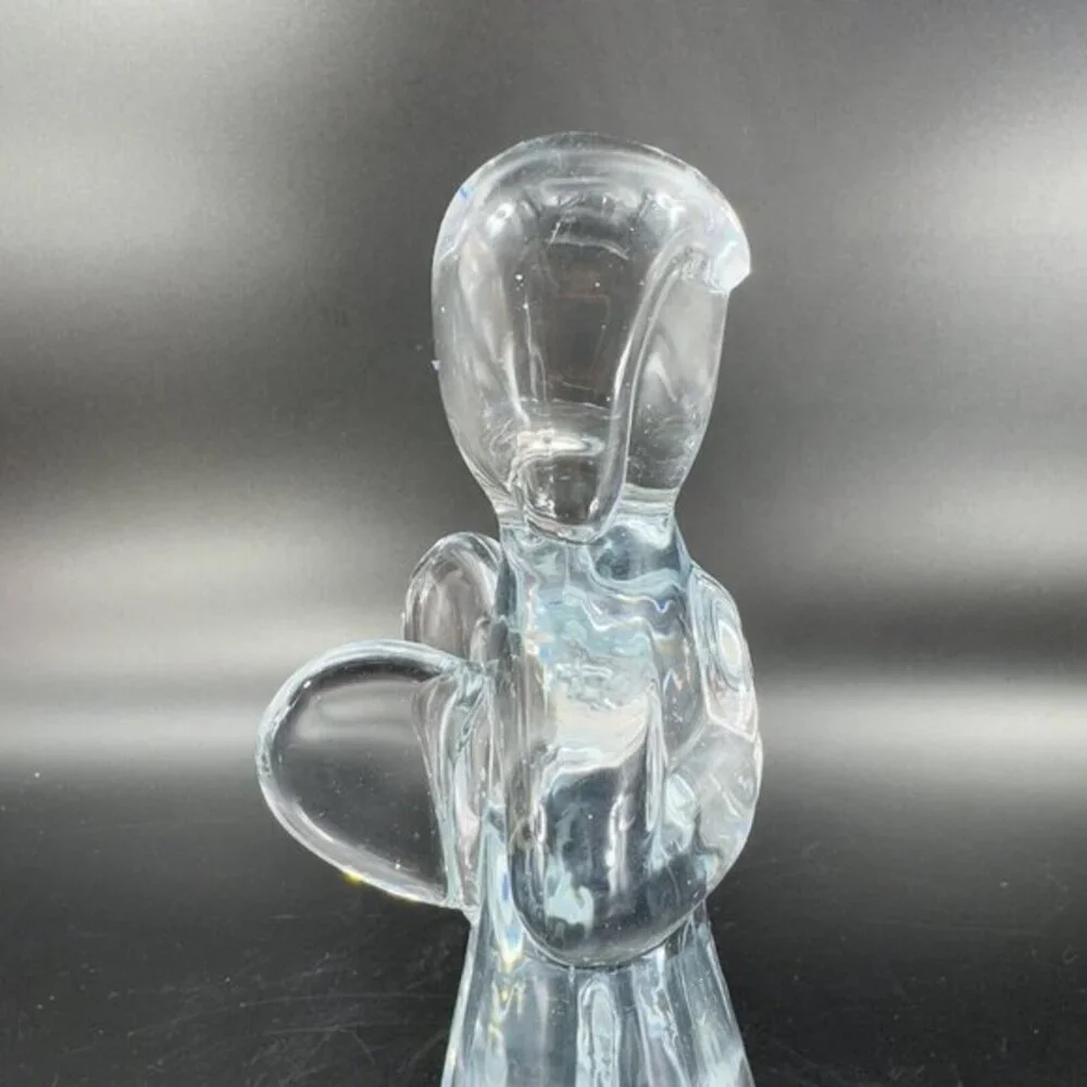 Vintage Clear Art Glass Praying Angel Figurine Paperweight Sculpture Glass VTG‎